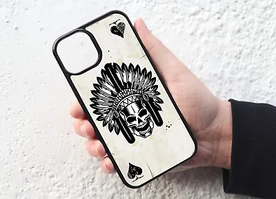 Indian Headdress Skull Ace Of Spades Playing Card Phone Case Cover • £9.95