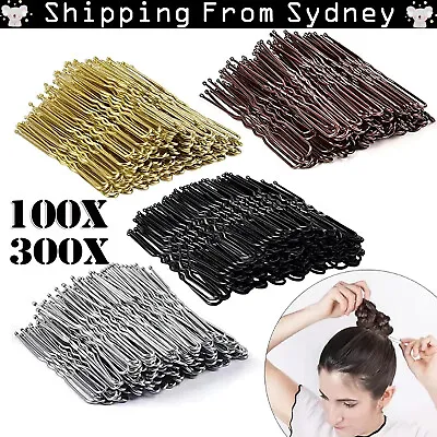 $6.99 • Buy 100/300X 6cm U Shaped Hairpins Ripple Bun Pins Hair Clips Grips Girls Bun Dance 
