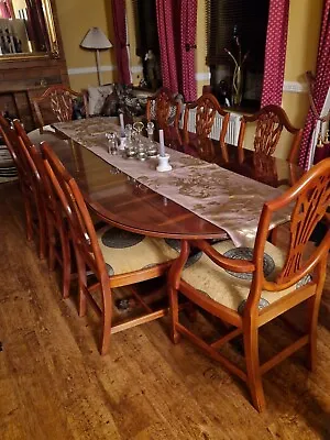 £1850 • Buy 8 Seater Solid Wood Dining Table And Chairs With Versace Face Seat Fabric