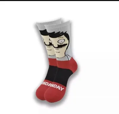 BOB'S BURGERS SOCKS Bob Belcher Big Logo Mustache Cartoon Funny MENS ADULT 6-12 • $7.69