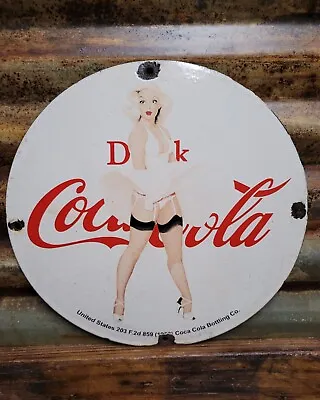 Vintage Coca Cola Porcelain Sign Old Soda Pop Advertising Coke Marilyn Monroe 12 • $220.18