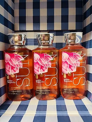 3 New Bath & Body Works Sun Golden Magnolia Shower Gel Body Wash Full Size 10 Oz • £23.05