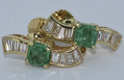 Emerald And Diamond Earrings 18k • £880