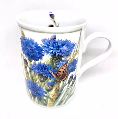 Floral Mug Cup Marjolein Bastin For Avon Blue Flowers Butterflies Vintage 1997 • $11.99