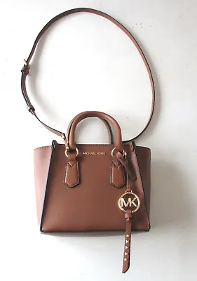 NWT Michael Kors Kris Small Leather Satchel Luggage Brown Shoulder Bag NEW $298 • $129