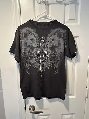 MMA Elite Lions Cross Shirt Medium Cyber Y2K Grunge Used • $25