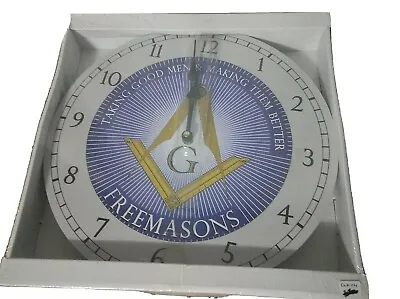New Masonic Wall Clock Square Compass Working Tools Freemason White & Blue • $19.95