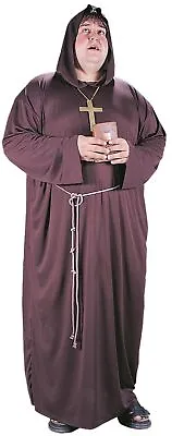 Men's Brown Medieval Monk Costume Hooded Friar Tuck Priest Adult Plus Size • $21.95