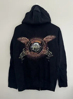 Women's Harley Davidson Jacket Hoodie Size Small Graphic Black Angel Wings Logo • $30