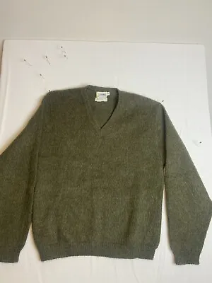 Vintage Sears Sam Wells Mohair Wool V- Neck Sweater Grunge Men's Med Green • $149.97