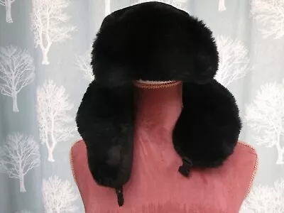 Ladies Black Faux Fur Ski Hat • £6