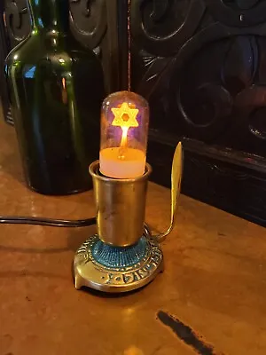 $25 • Buy Vintage Yahrzeit Memorial 'In Loving Memory' Candle W Star Of David Neon Light