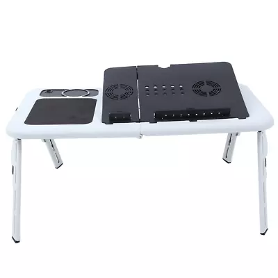 Laptop Notebook PC Folding Car Bed Sofa Desk Stand Table Tray Cool Fan XAT • £40