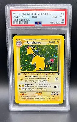 $109.95 • Buy Pokemon PSA 8 NM-MT Ampharos 1/64 Neo Revelation 1st Edition Holofoil 2001 WOTC