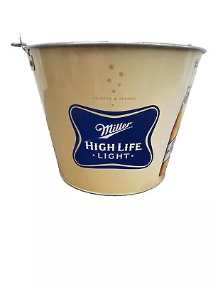 Vintage Miller High Life Beer Bar Peanut Silver Steel Bucket Ice Bucket • $13