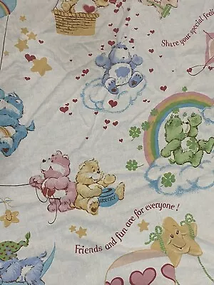 Vintage 1982 Care Bears Twin Flat Bed Sheet Share Your Special Feelings Rainbow • $19.99