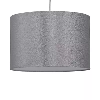 Grey Cotton Velvet Glitter 25cm Easy Fit Ceiling Light Shade Pendant Lightshade • £13.99