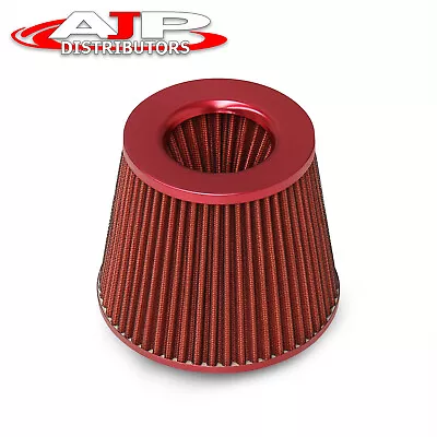 Universal 4  Inlet Aluminum Mesh Cold Short Ram Induction Air Intake Filter Red • $16.99