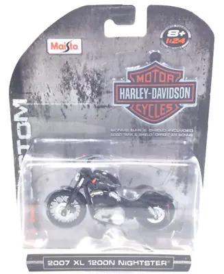 HARLEY DAVIDSON MOTORCYCLES 2007 XL 1200N Nightster 1:24 SCALE DIECAST HD Custom • $19.41