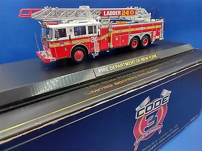 Code 3 12854 New York Seagrave Ladder No. 24 FDNY Fire Engine Diecast Model 1/64 • £129