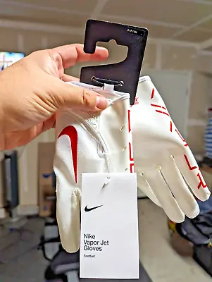 Nike Vapor Jet 7.0 White/Red Receiver/Back Football Gloves Size Adult Small • $31.50