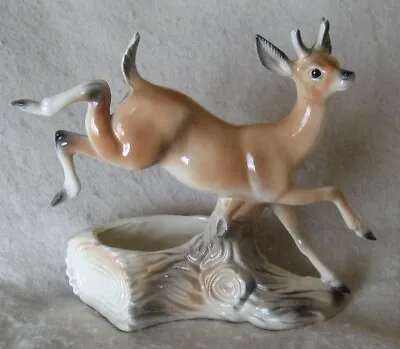 Maddux Of California MCM Deer Leaping Over Log Planter #518 Made In The USA • $22.98