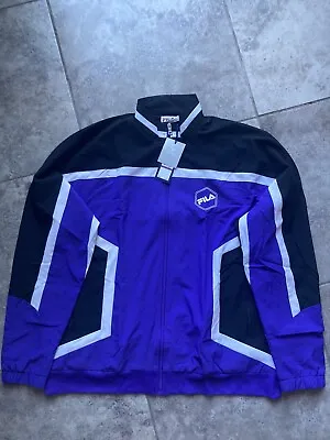 Fila Sanz Wind Full Zip Windbreaker Jacket Purple Black White Men’s Size XXL 90s • $19.99