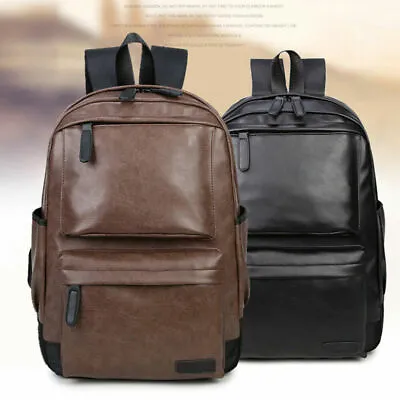 £10.89 • Buy Men Women Leather Backpack Travel Satchel Laptop Rucksack Shoulder School Bag UK