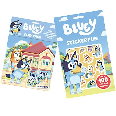 Bluey PLAY PACK STICKER FUN Colouring Books & Colour Pencils YOU CHOOSE • £3.89