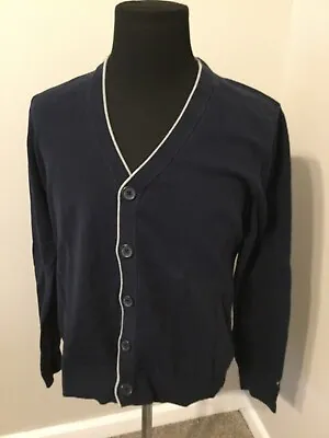 Tommy Hilfiger Cardigan Sweater Mens Medium  Blue V-Neck Premium Cotton NWOT • $29.99