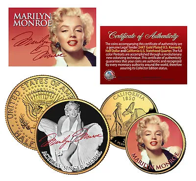 MARILYN MONROE California Quarter & JFK Half Dollar U.S. 2-Coin Set * LICENSED * • $12.95