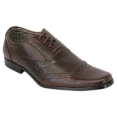 Mens Brown Shoes Stylish Smart Formal Lace Up Office Dress  Sizes UK 7-11 GIFT • £19.99
