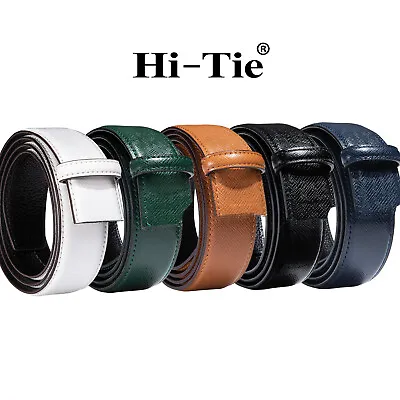 Hi-Tie Holeless Adjustable Real Leather Rachet Belts Without Buckles Wedding  • £12.99