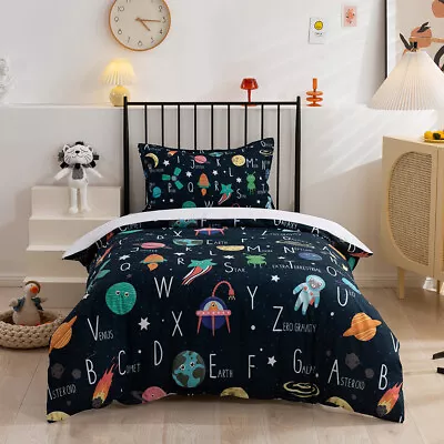 3D Moon Star The Earth Rocket Quilt Cover Set Duvet Cover Bedding Pillowcases • $67.49