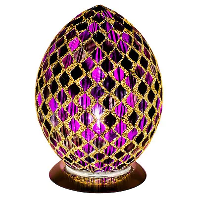 PURPLE TILE MOSAIC EGG LAMP Medium Egg Shaped Lamp Lighting Table Light Home • £49.99