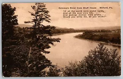 Milford Pennsylvania - Delaware River From Bluff House - Vintage Postcard • $8.49