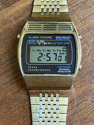 Vintage Texas Instruments Mens Digital Watch TI3H LCD Chrono Alarm Works New Bat • $10