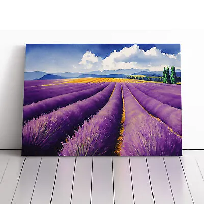 Watercolour Lavender Field Vol.6 Canvas Wall Art Print Framed Picture Home Decor • £24.95