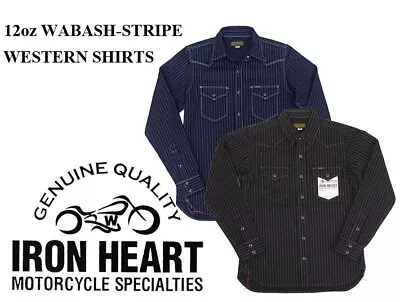 IRON HEART IHSH-62 Wabash Western Shirt Indigo Black XS-XXXL Biker Made In Japan • $249.49