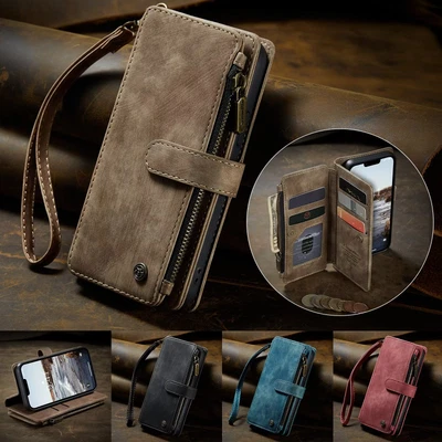 $17.69 • Buy For IPhone 14 13 12 11 Pro Max XR X 8/7/SE Case Zipper Leather Wallet Flip Cover