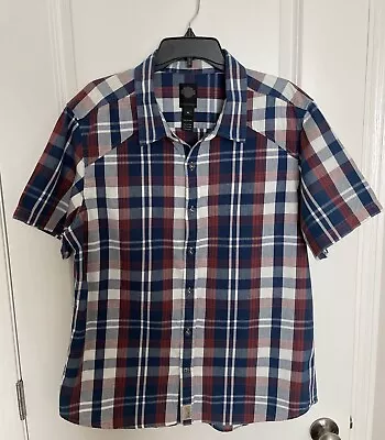 Harley Davidson Black Label Logo Short Sleeve Plaid Button Up Mens Shirt Size XL • $27.99