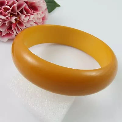 Vintage Old Wide Bakelite BANGLE Butterscotch Caramel D: 6.3 Cm W: 1.8 Cm Tested • $65