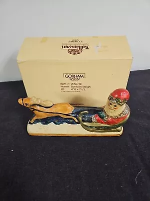 VAILLANCOURT FOLK ART 1987 Santa In Sleigh With Reindeer 8  Long • $89