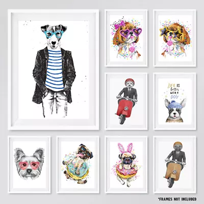 £4.95 • Buy Dog Art Prints Dogs Poster Prints Dog Pop Art Pug Posters Dog Lover Art Gifts #2