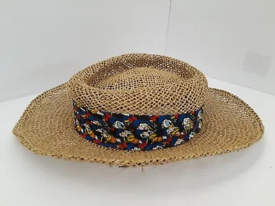 Donald Duck Disney Sash Straw Men's/Ladies Sun/Golf Hat. USA Pre-owned. • $20