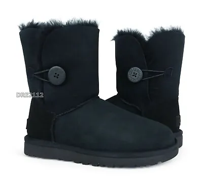 UGG Bailey Button II Black Suede Fur Boots Womens Size 6 -NIB* • $118.70