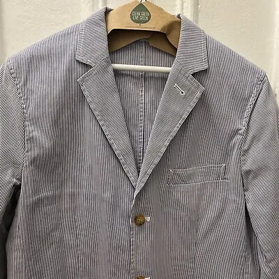 J. Crew Men's Seersucker 3 Button Cotton Blazer Jacket Hong Kong Medium • $44