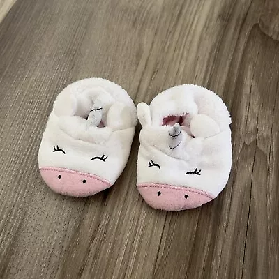 Child Of Mine By Carter's Unicorn Slippers White Newborn Baby Shoes Booties • $3.99