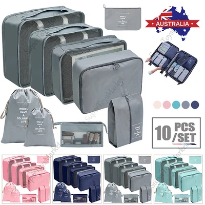 $6.79 • Buy 10X Packing Cubes Travel Pouches Luggage Organiser Clothes Suitcase Storage Bag