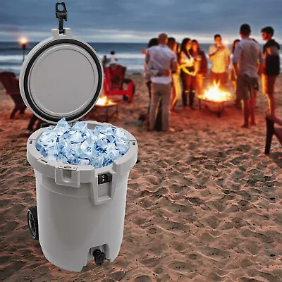 Portable Water Cooler Jug Camping Beverage Dispenser W/ 2 Wheels 7.5 Gallon  28L • $170.05